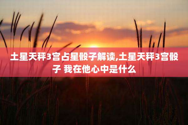 土星天秤3宫占星骰子解读,土星天秤3宫骰子 我在他心中是什么