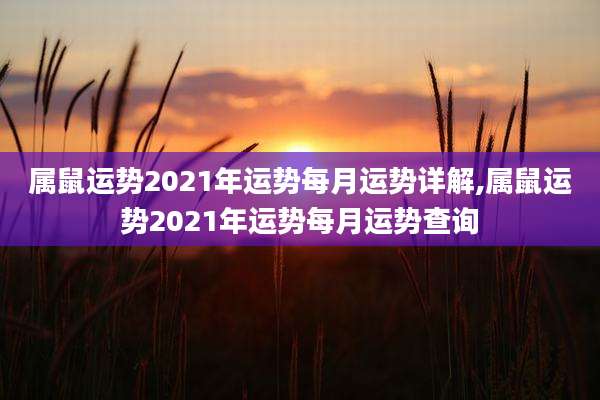属鼠运势2021年运势每月运势详解,属鼠运势2021年运势每月运势查询