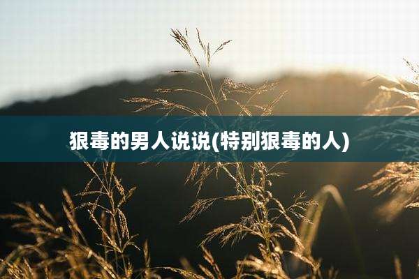 狠毒的男人说说(特别狠毒的人)