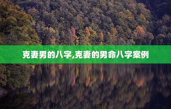 克妻男的八字,克妻的男命八字案例