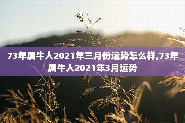 73年属牛人2021年三月份运势怎么样,73年属牛人2021年3月运势