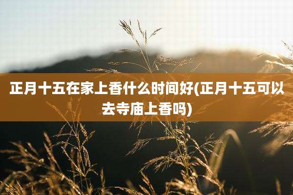 正月十五在家上香什么时间好(正月十五可以去寺庙上香吗)
