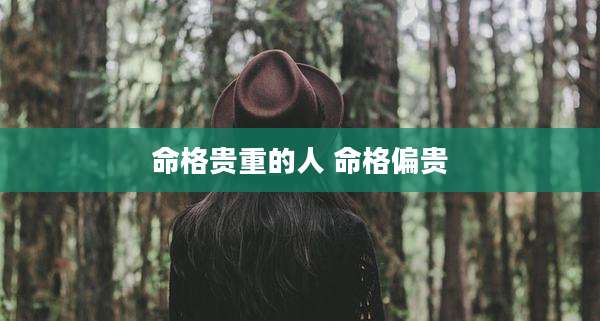 命格贵重的人 命格偏贵