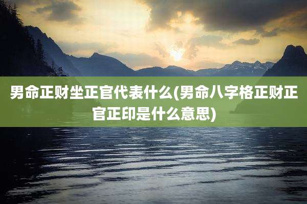 男命正财坐正官代表什么(男命八字格正财正官正印是什么意思)