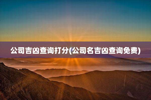 公司吉凶查询打分(公司名吉凶查询免费)