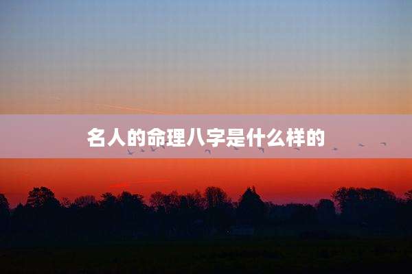 名人的命理八字是什么样的
