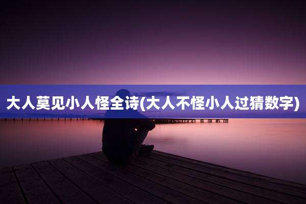 大人莫见小人怪全诗(大人不怪小人过猜数字)