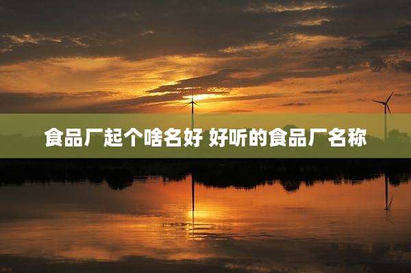 食品厂起个啥名好 好听的食品厂名称