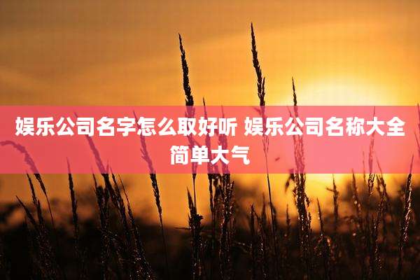娱乐公司名字怎么取好听 娱乐公司名称大全简单大气