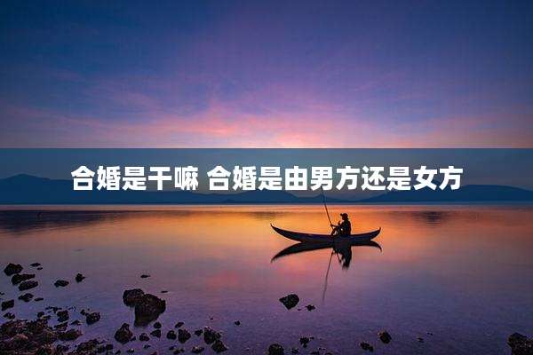 合婚是干嘛 合婚是由男方还是女方