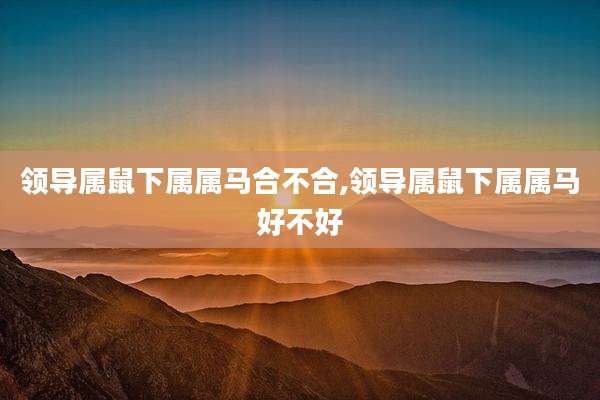 领导属鼠下属属马合不合,领导属鼠下属属马好不好
