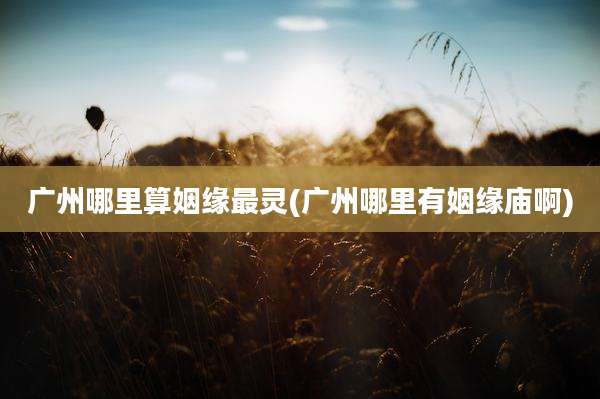 广州哪里算姻缘最灵(广州哪里有姻缘庙啊)