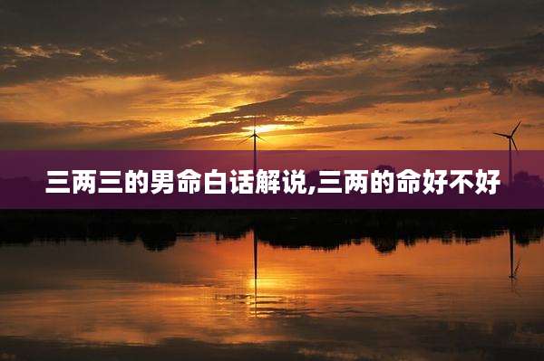 三两三的男命白话解说,三两的命好不好