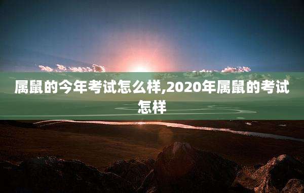 属鼠的今年考试怎么样,2020年属鼠的考试怎样