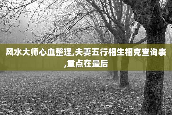 风水大师心血整理,夫妻五行相生相克查询表,重点在最后