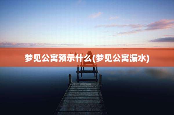 梦见公寓预示什么(梦见公寓漏水)