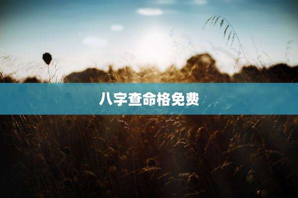 八字查命格免费