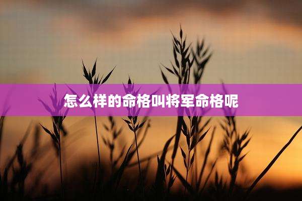 怎么样的命格叫将军命格呢