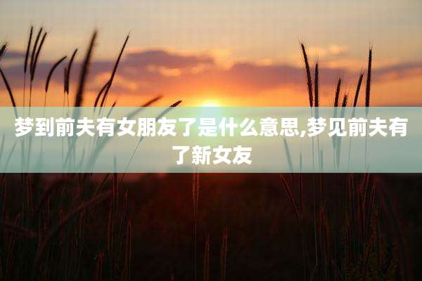 梦到前夫有女朋友了是什么意思,梦见前夫有了新女友