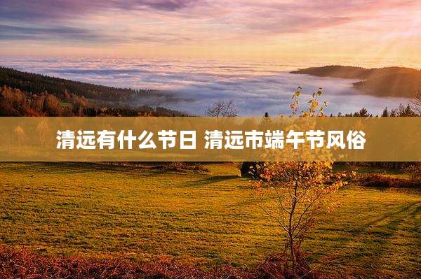 清远有什么节日 清远市端午节风俗