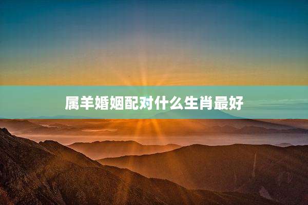 属羊婚姻配对什么生肖最好