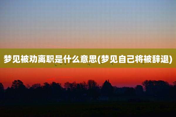 梦见被劝离职是什么意思(梦见自己将被辞退)