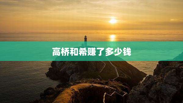 高桥和希赚了多少钱