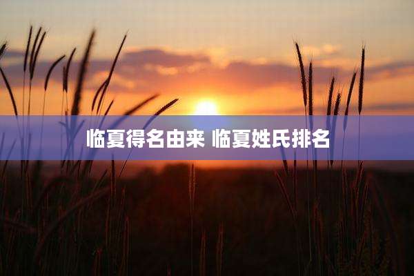 临夏得名由来 临夏姓氏排名