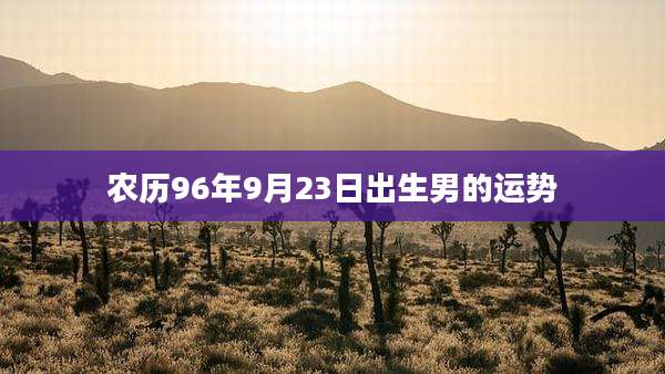农历96年9月23日出生男的运势