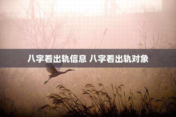 八字看出轨信息 八字看出轨对象
