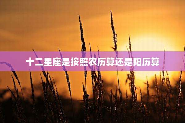 十二星座是按照农历算还是阳历算