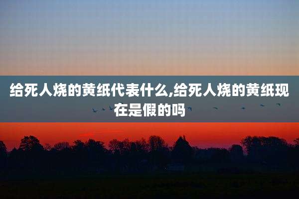 给死人烧的黄纸代表什么,给死人烧的黄纸现在是假的吗