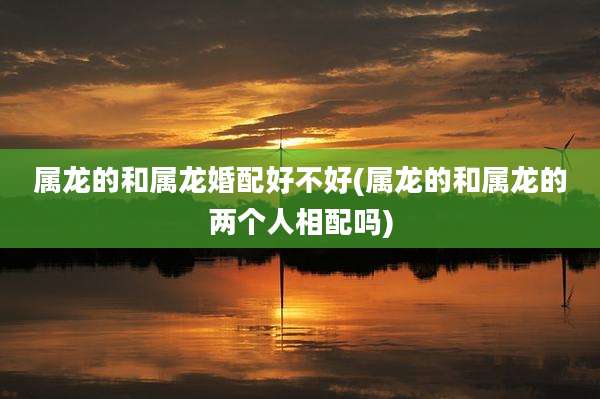 属龙的和属龙婚配好不好(属龙的和属龙的两个人相配吗)