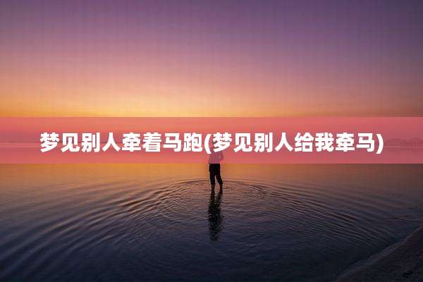 梦见别人牵着马跑(梦见别人给我牵马)
