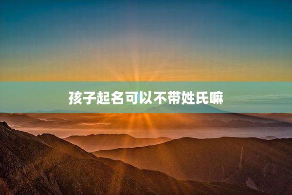 孩子起名可以不带姓氏嘛