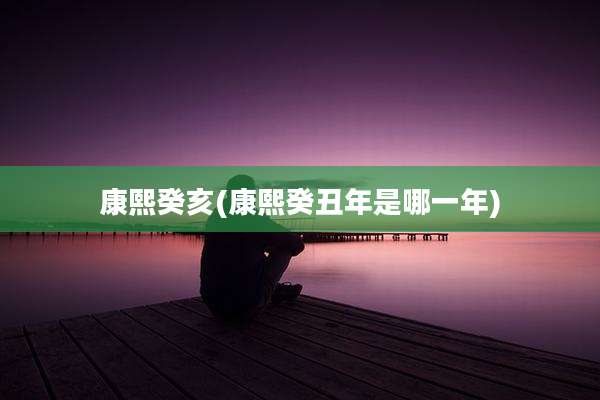 康熙癸亥(康熙癸丑年是哪一年)
