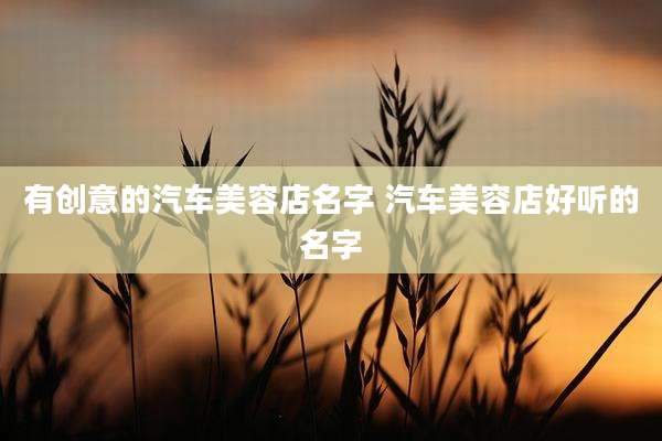 有创意的汽车美容店名字 汽车美容店好听的名字