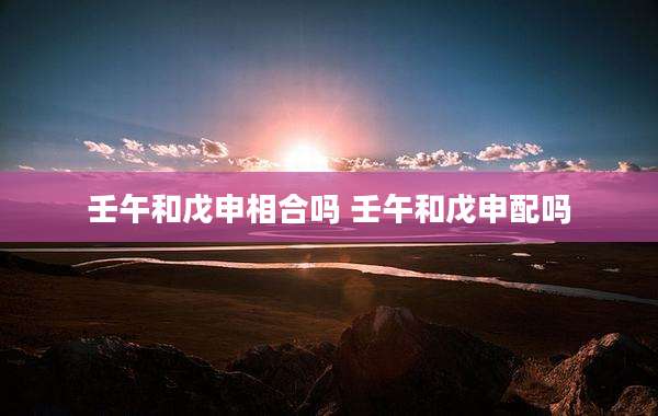 壬午和戊申相合吗 壬午和戊申配吗
