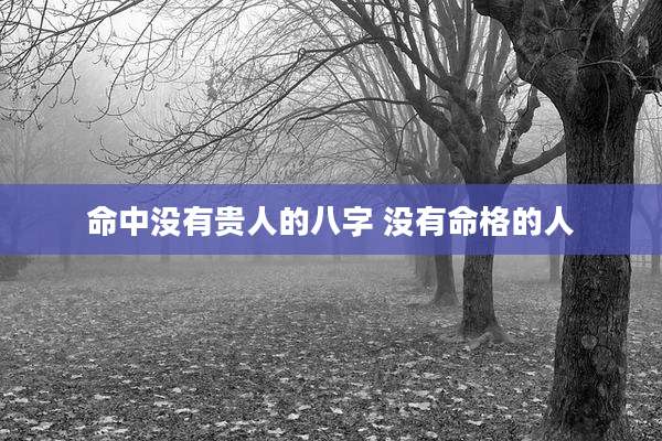 命中没有贵人的八字 没有命格的人