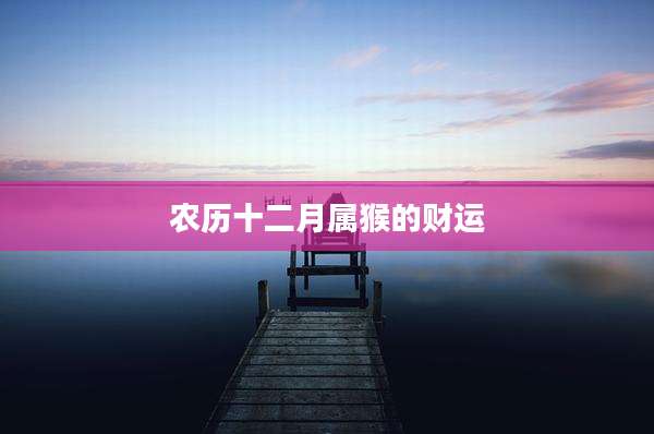 农历十二月属猴的财运