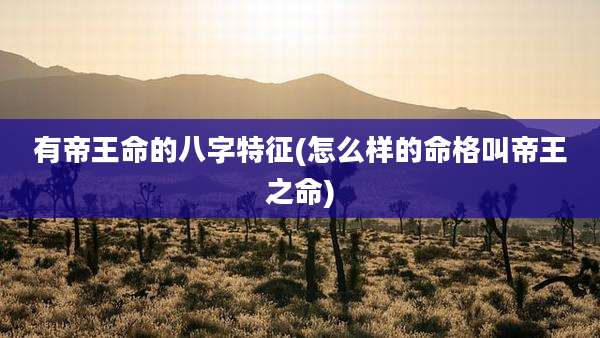 有帝王命的八字特征(怎么样的命格叫帝王之命)