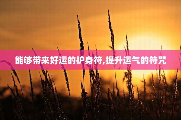 能够带来好运的护身符,提升运气的符咒