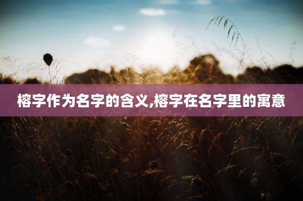 榕字作为名字的含义,榕字在名字里的寓意