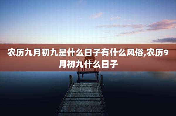 农历九月初九是什么日子有什么风俗,农历9月初九什么日子