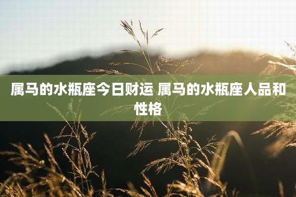 属马的水瓶座今日财运 属马的水瓶座人品和性格