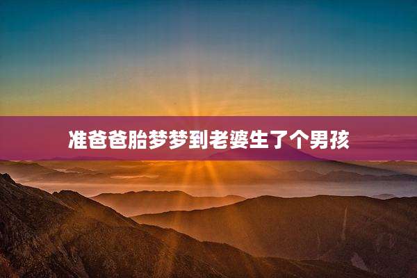 准爸爸胎梦梦到老婆生了个男孩