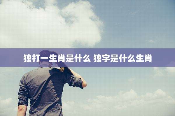 独打一生肖是什么 独字是什么生肖