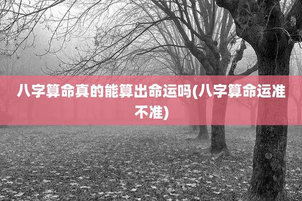 八字算命真的能算出命运吗(八字算命运准不准)