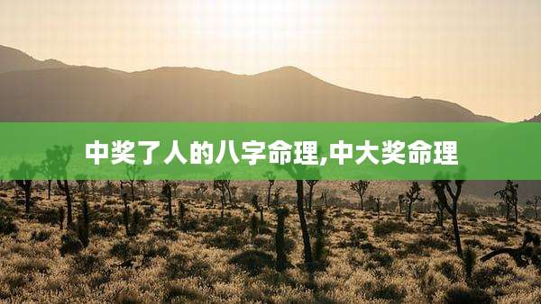 中奖了人的八字命理,中大奖命理
