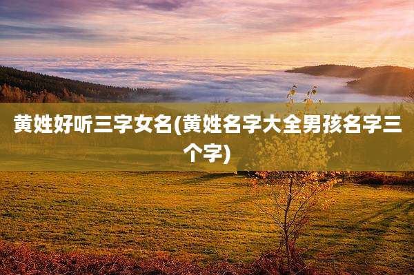 黄姓好听三字女名(黄姓名字大全男孩名字三个字)